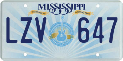 MS license plate LZV647