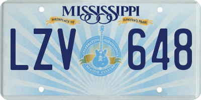 MS license plate LZV648