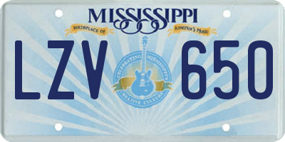 MS license plate LZV650