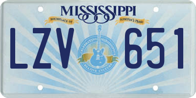 MS license plate LZV651