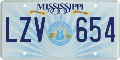 MS license plate LZV654