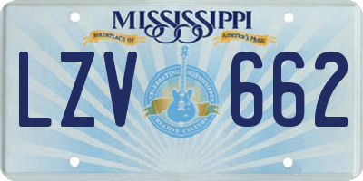 MS license plate LZV662