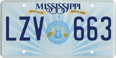 MS license plate LZV663