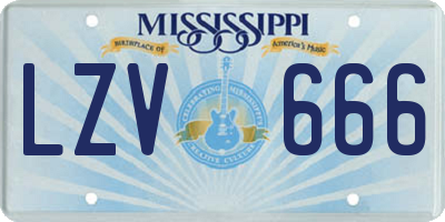 MS license plate LZV666