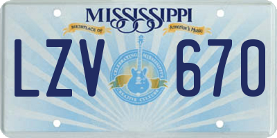 MS license plate LZV670