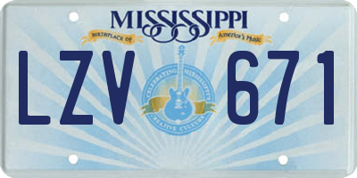 MS license plate LZV671