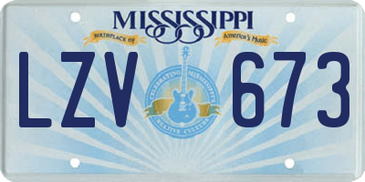 MS license plate LZV673