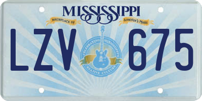 MS license plate LZV675