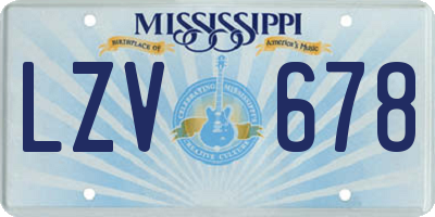 MS license plate LZV678