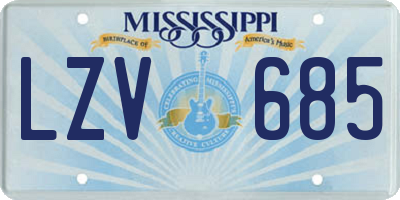 MS license plate LZV685