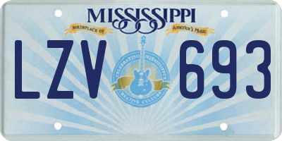 MS license plate LZV693