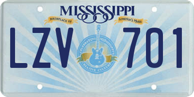 MS license plate LZV701