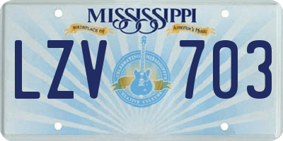 MS license plate LZV703