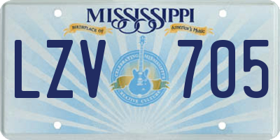 MS license plate LZV705