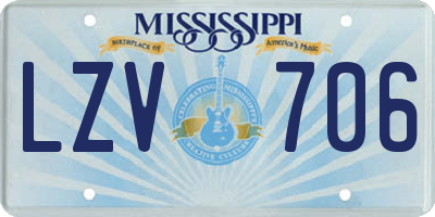 MS license plate LZV706