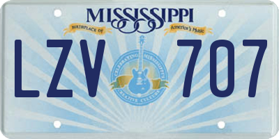 MS license plate LZV707