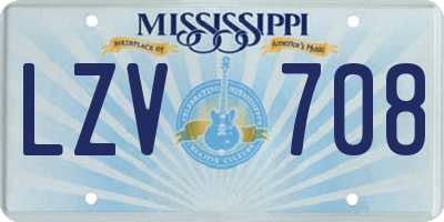 MS license plate LZV708