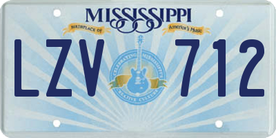 MS license plate LZV712
