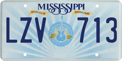 MS license plate LZV713