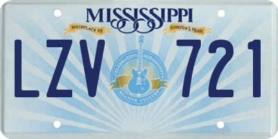 MS license plate LZV721