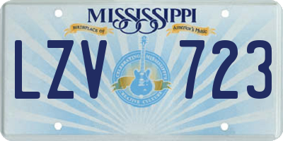 MS license plate LZV723