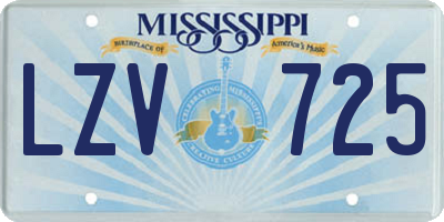MS license plate LZV725