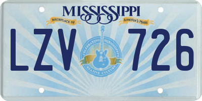 MS license plate LZV726