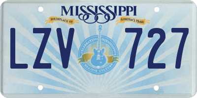 MS license plate LZV727
