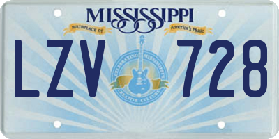 MS license plate LZV728