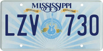 MS license plate LZV730
