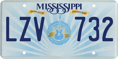MS license plate LZV732