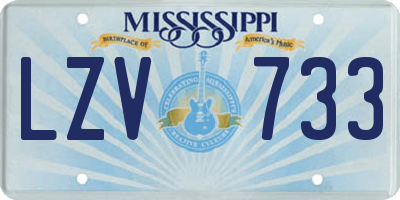 MS license plate LZV733