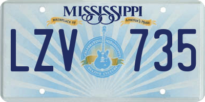 MS license plate LZV735