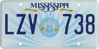 MS license plate LZV738