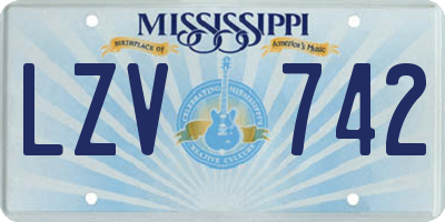 MS license plate LZV742