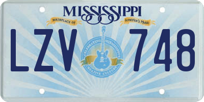 MS license plate LZV748