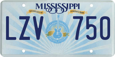 MS license plate LZV750