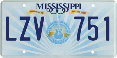 MS license plate LZV751