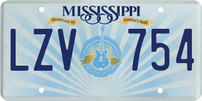 MS license plate LZV754