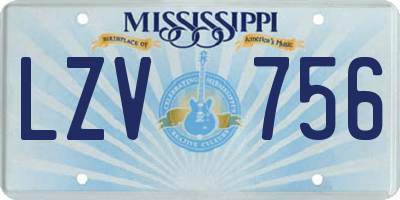 MS license plate LZV756