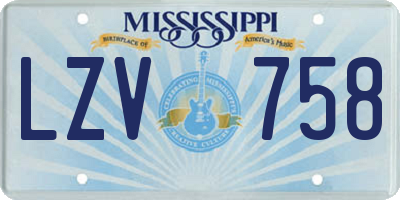 MS license plate LZV758