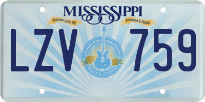 MS license plate LZV759