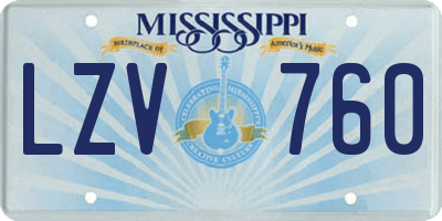 MS license plate LZV760