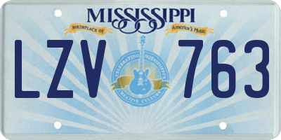 MS license plate LZV763