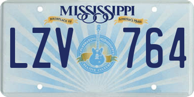 MS license plate LZV764
