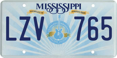 MS license plate LZV765