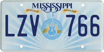 MS license plate LZV766
