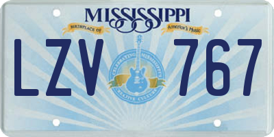 MS license plate LZV767