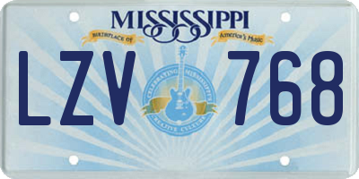 MS license plate LZV768