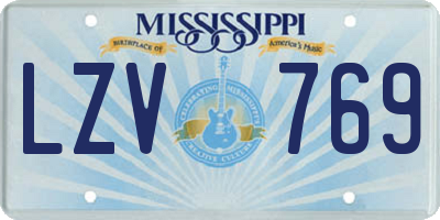 MS license plate LZV769
